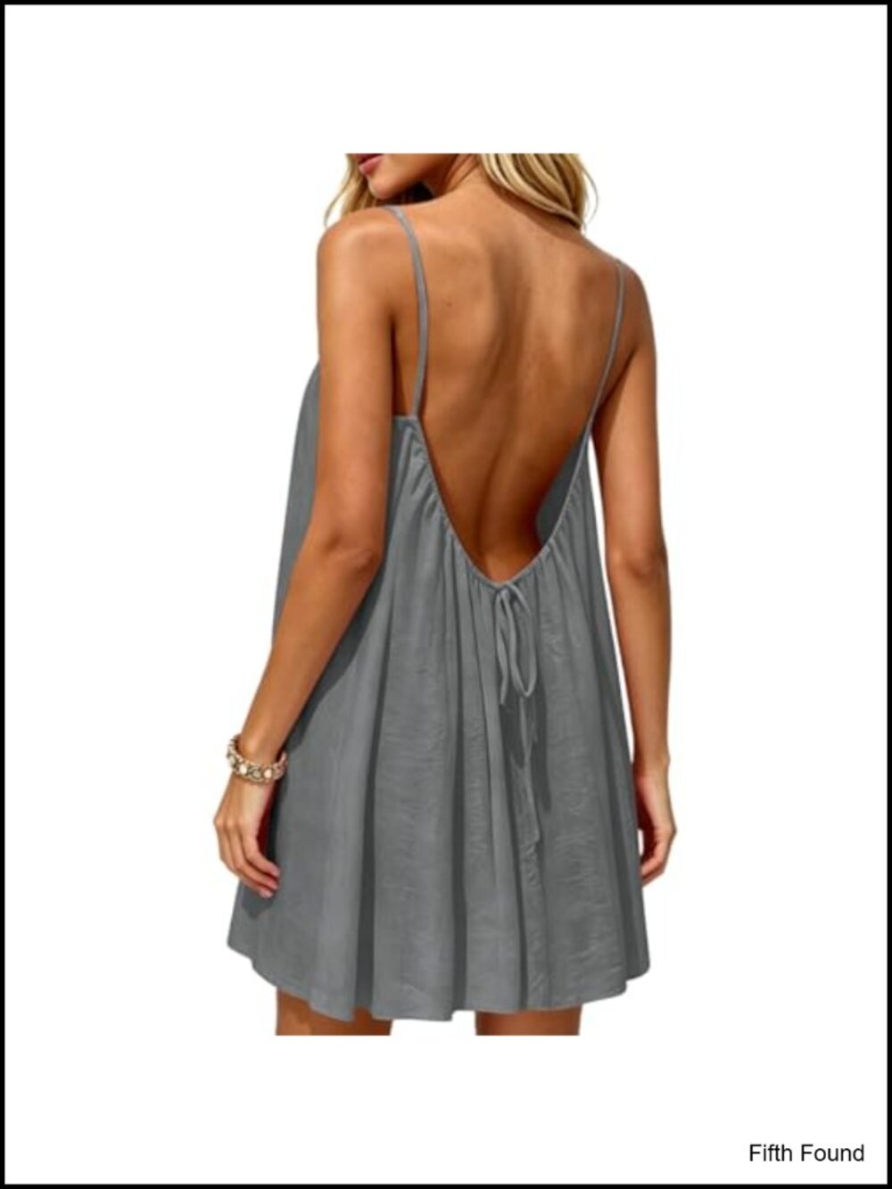 Women Backless Sundress Spaghetti Strap Flowy Cami Beach House Dress